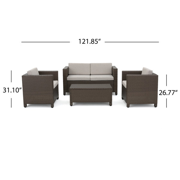 Kappa 4 piece rattan sofa set with cushions hotsell